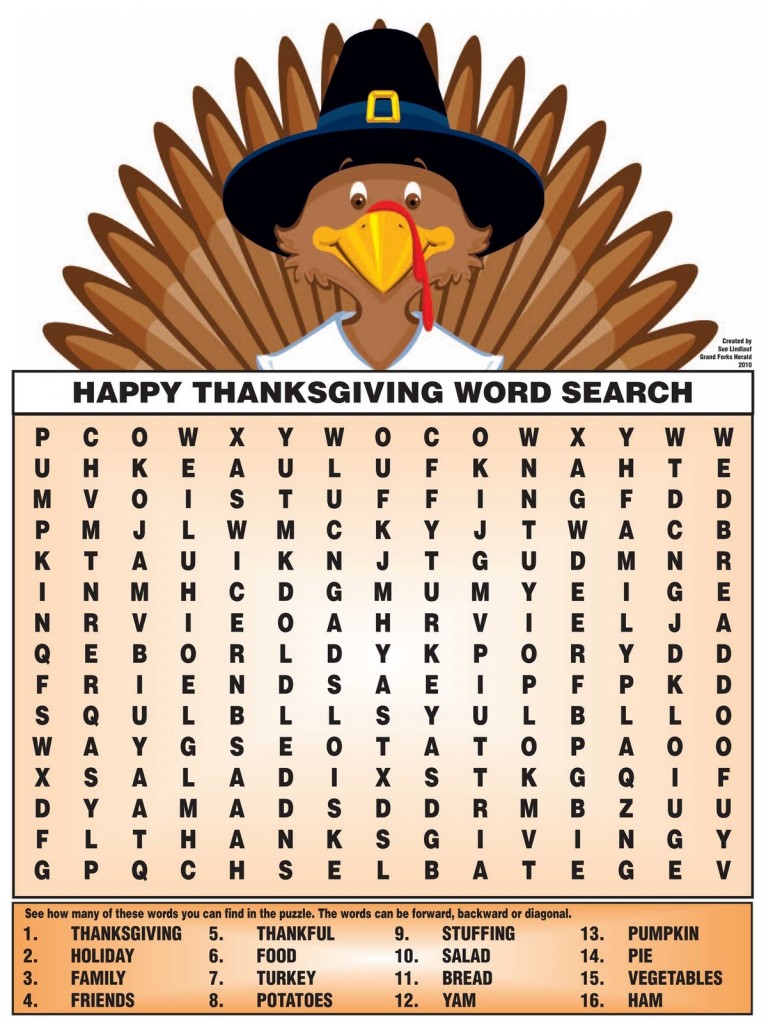 Printable Thanksgiving Word Search